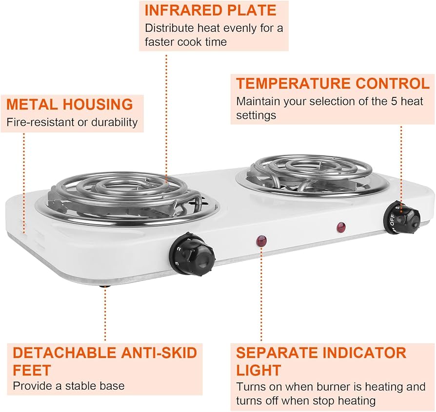 Double Hot Plate Cooking Cooker Premium Double Burner Electric Stove