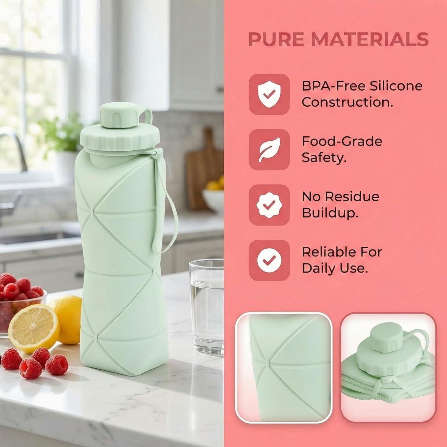 Silicone Collapsible Water Bottle – Easy Carry