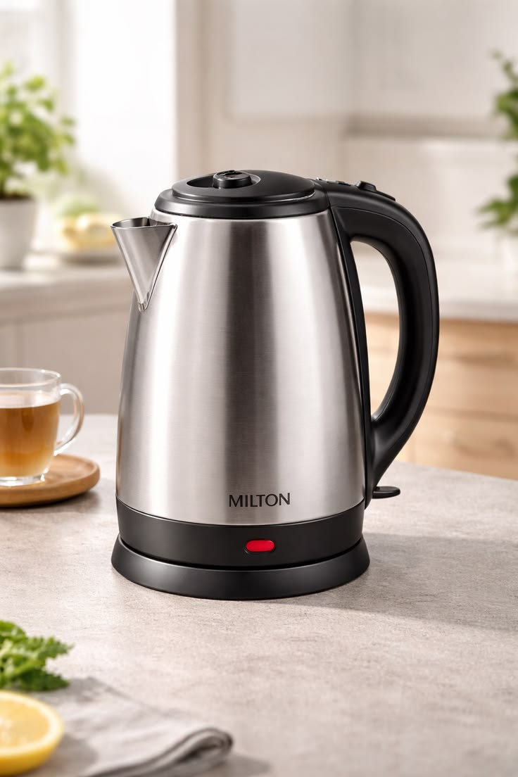 Electric Kettle  1.8L Stainless Steel  Cordless Auto Shut-Off  Red Indicator Light