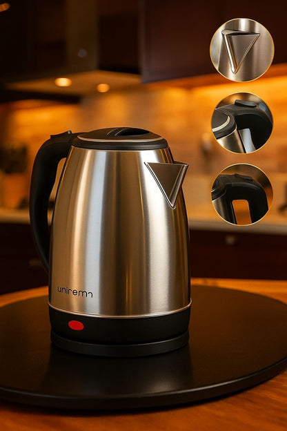 Electric Kettle  1.8L Stainless Steel  Cordless Auto Shut-Off  Red Indicator Light