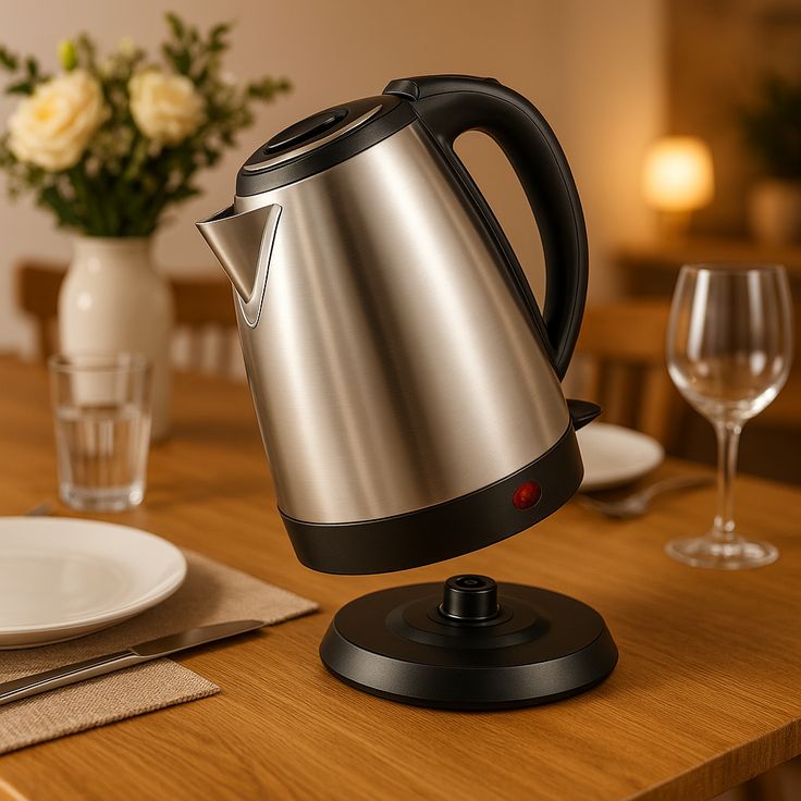 Electric Kettle  1.8L Stainless Steel  Cordless Auto Shut-Off  Red Indicator Light